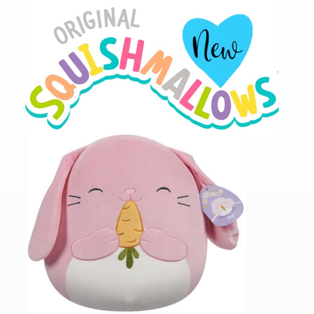 🪻NEW! Squishmallows🌞 12-in. Squish Bop Pink Bunny Nibbling Carrot 🥕